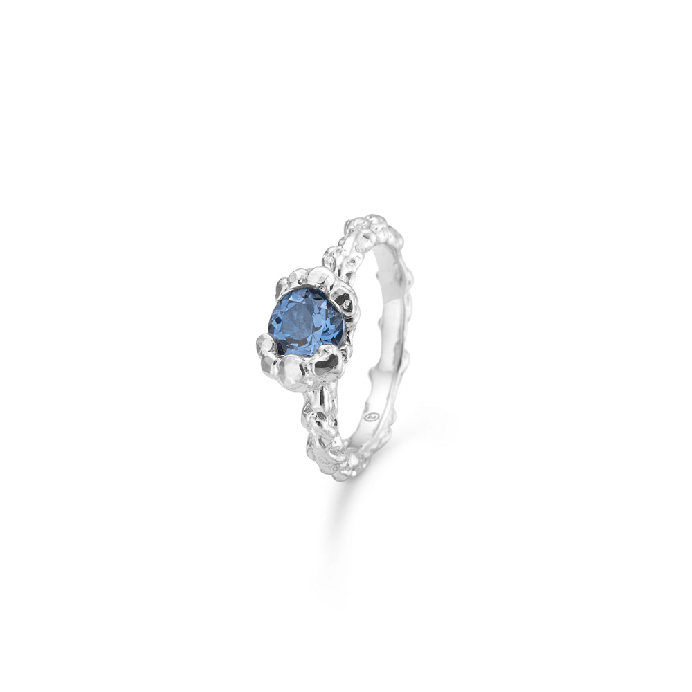 Studio Z - Topas relieve sølv ring med blå zirkonia - 8147818