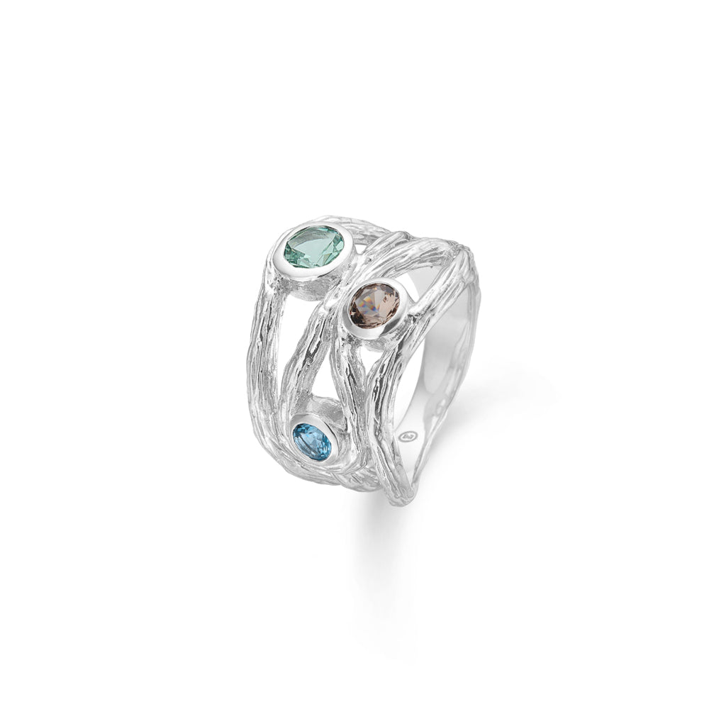Studio Z - Evergreen sølv ring med farvede zirkonia sten - 8147820