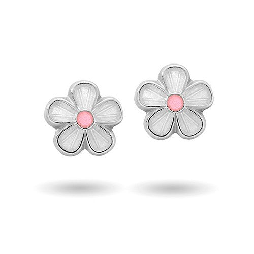 Pia&Per - Blomster ørestik med hvid emalje - 9000603