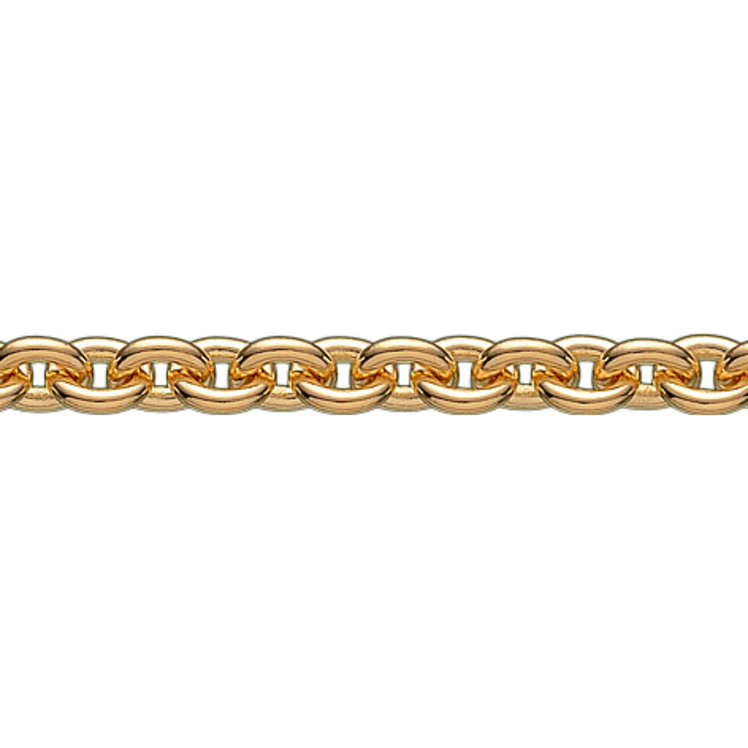 BNH - Rund anker guld / hvidguld halskæde med karabin lås