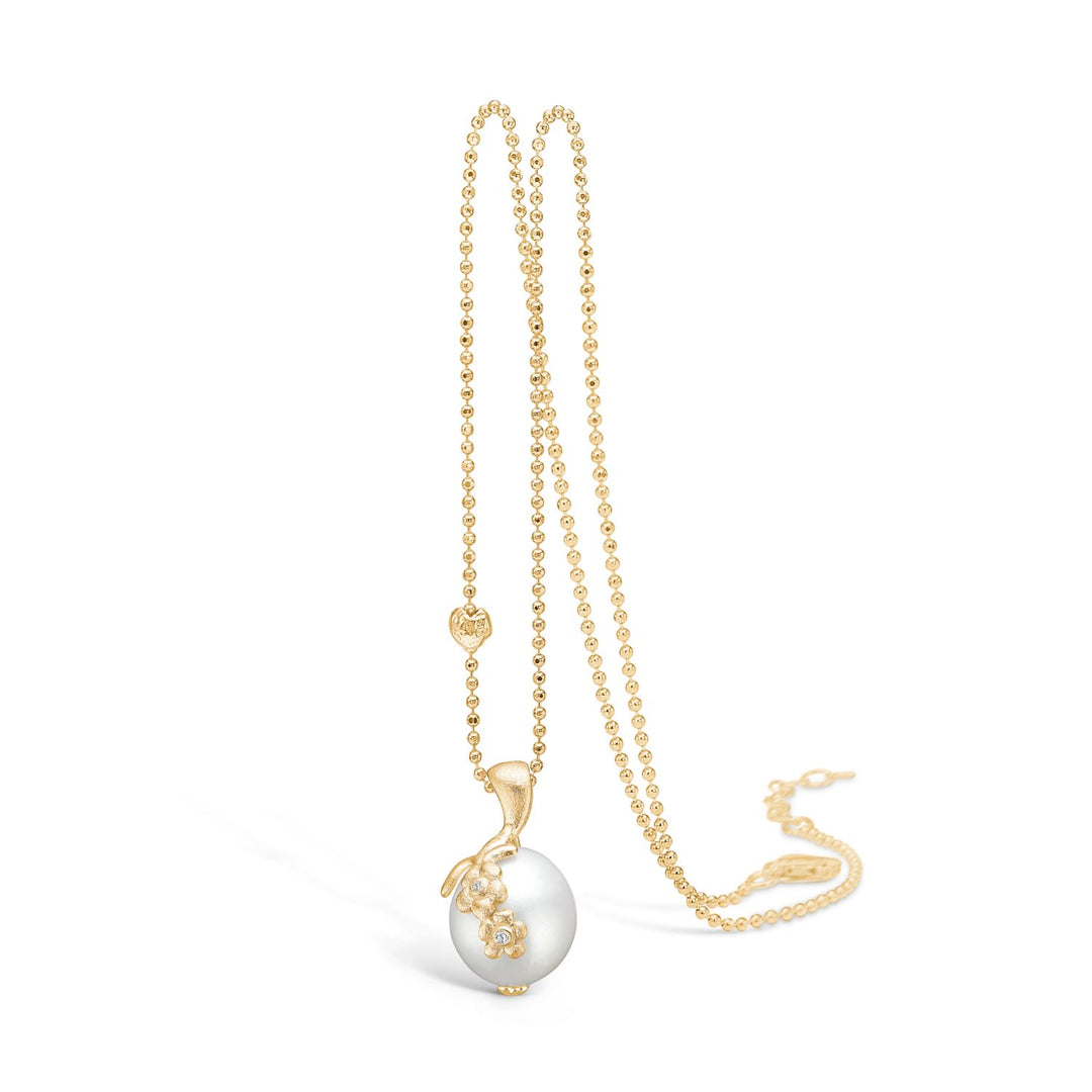 Blossom Copenhagen - Guldbelagt sølv halskæde med perle - 23331534