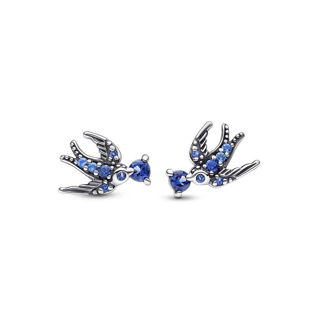 Pandora - Blå funklende svale ørestikker i sølv - 292568c01