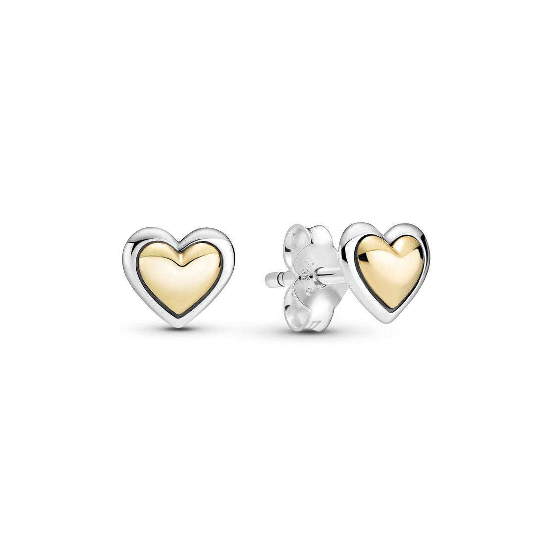 Pandora - Guld og sølv hjerte øreringe - 299389