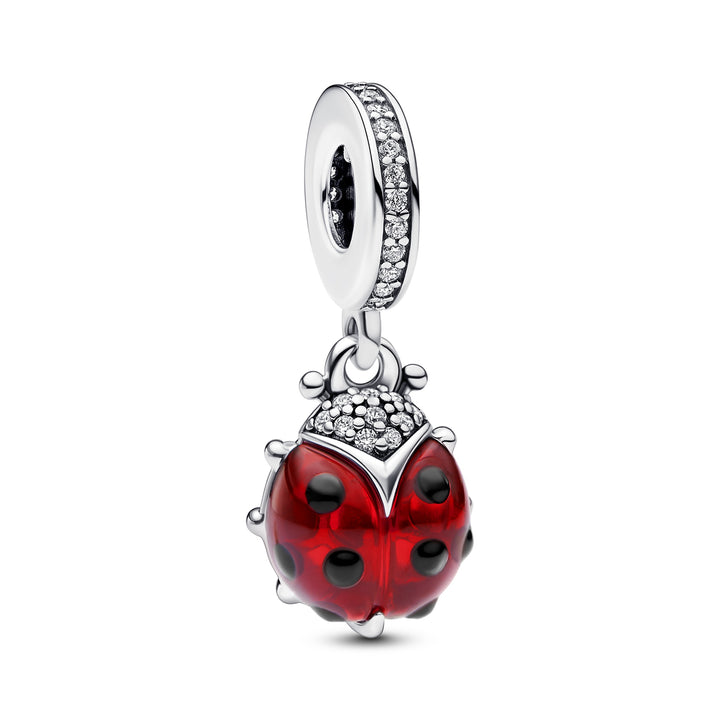 Pandora - Rød mariehøne charm med funklende sten - 792571c01