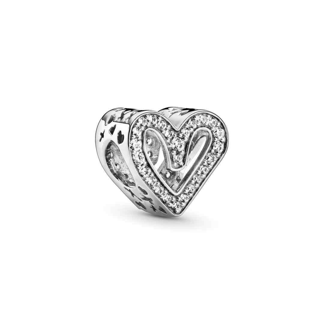 sølv charm hjerte med sten pandora valentins dag
