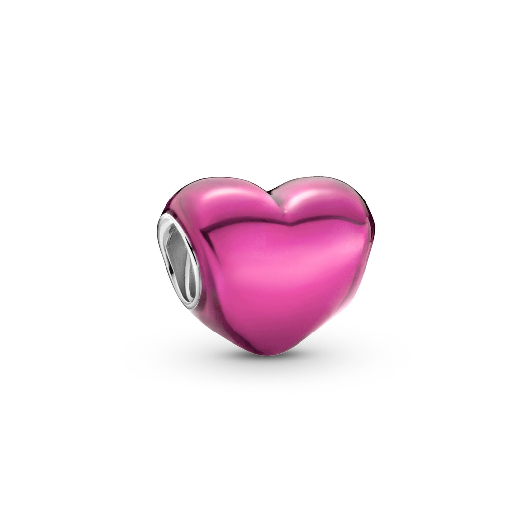 Pandora - Metallisk pink hjerte charm - 799291C0