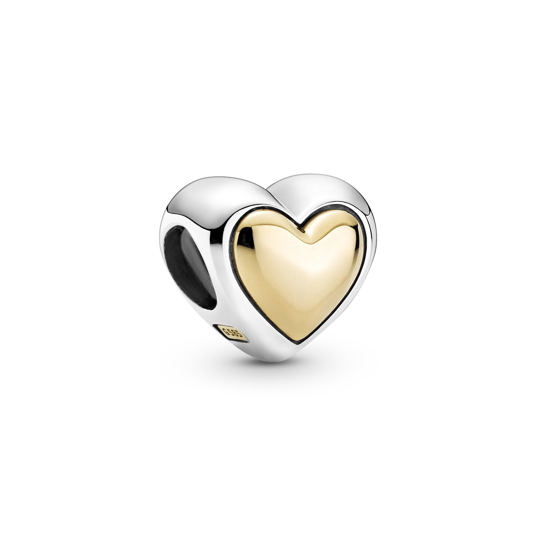 Pandora - Hævet guld hjerte charm - 799415