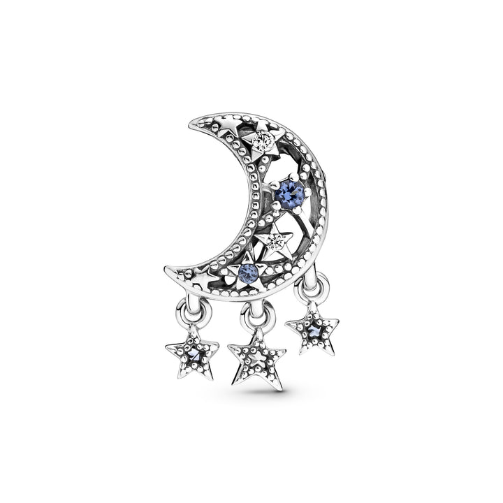 Måne og stjerne charm fra Pandora. Charmet er med hvide og blå zirkonia. 799643c01
