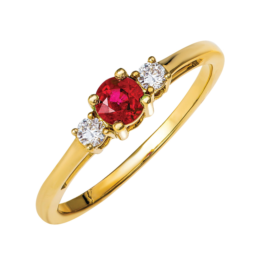 14 karat guld ring med diamanter og rubin - BLMI1R-RG