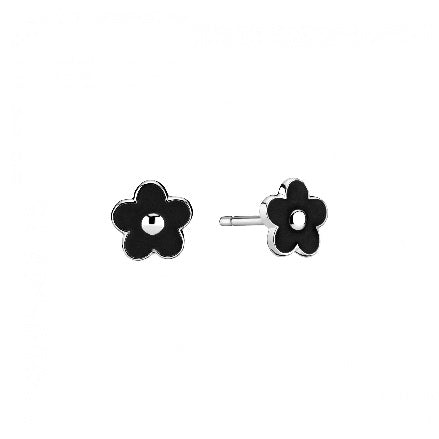 Sølv blomst med sort emalje-909623-4-s