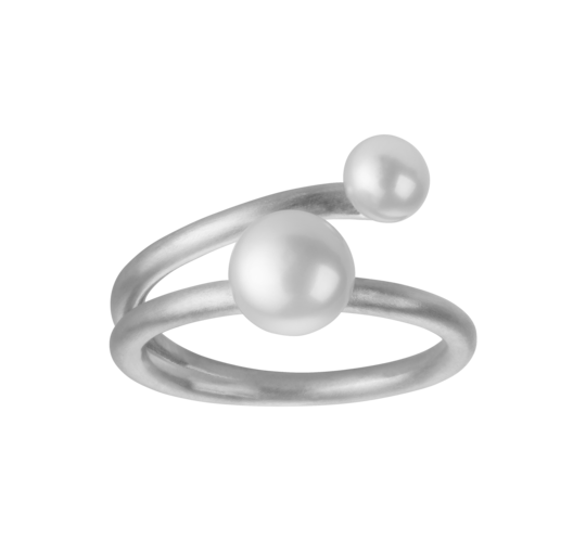 sølv ring med perler mat hvid coco bybiehl