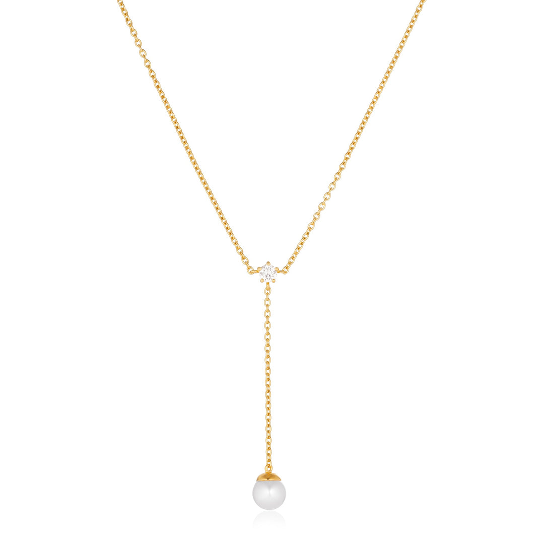 Sif Jakobs - Adria Lungo halskæde med perle i forgyldt - n12254-pcz-yg