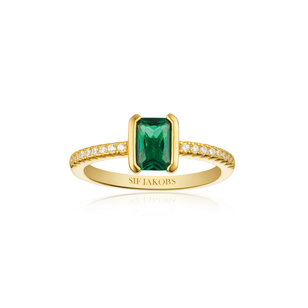 Sif Jakobs - Roccanova piccolo ring med grøn og hvide zirkonia - r42266-gcz-yg