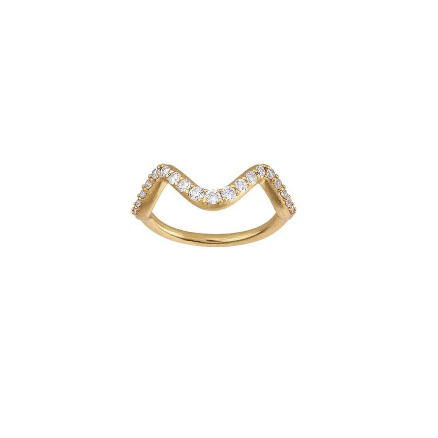 byBiehl - Wave Sparkle ring i forgyldt, small - 5-3701a-gp