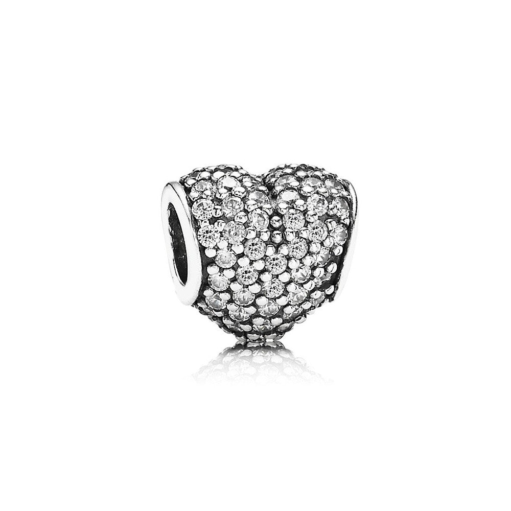 Pandora - Sølv hjerte charm med sten i pavé - 791052cz
