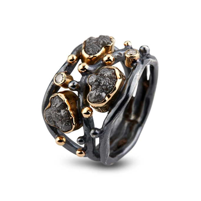 Alexandra ring med rå diamanter fra Bybirdie - 50110219