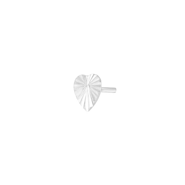 Nordahl - Sølv hjerte ørestik med plisse' mønster - 325739